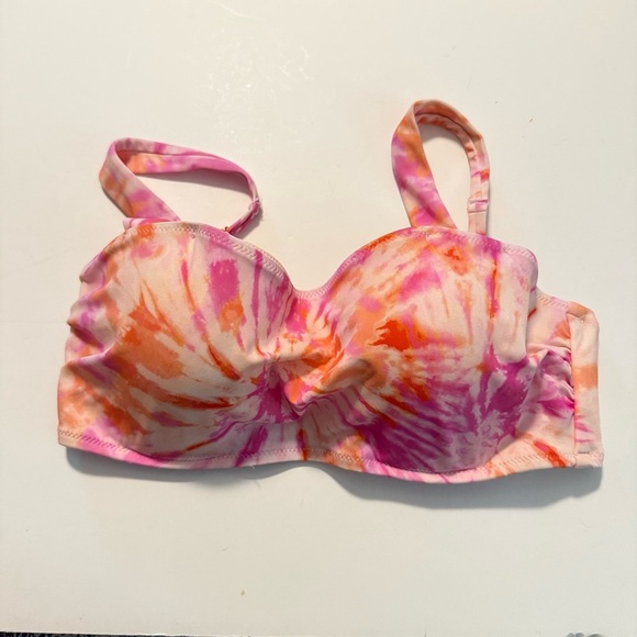 Shade & Shore Pink and Orange Tie-Dye Bikini Top - Picture 2 of 7